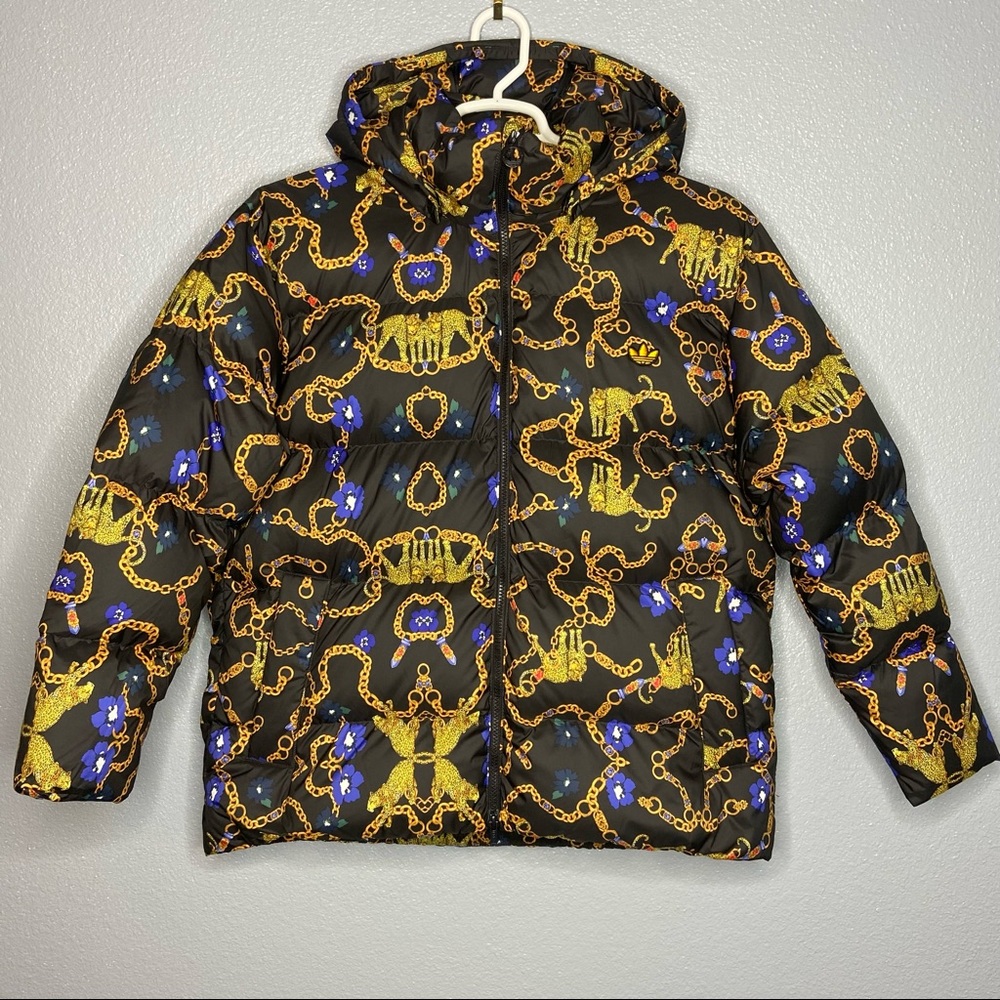 Adidas GS Down Fill Puffer Jacket Leopard Chain Womens GD2502 $280